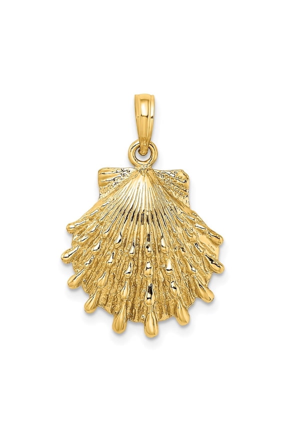 Fine Jewelry 14K Yellow Gold Lions Paw Shell Charm for Women (L - 25 mm, W - 18.4 mm)