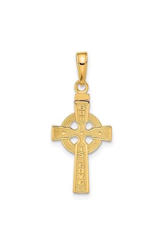Fine Jewelry 14K Yellow Gold Love Celtic Cross Pendant for Women (L-29 mm,W-13 mm)