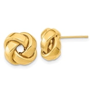 Auriga Fine Jewelry 14K Yellow Gold Love Knot Stud Earrings for WomenL- 12mm, W-12mm