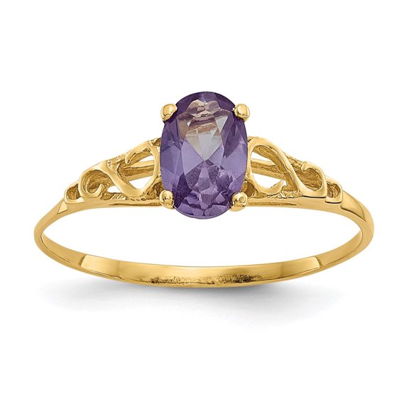 Auriga Fine Jewelry 14K Yellow Gold Madi K Synthetic Alexandrite Ring for Women Size 5