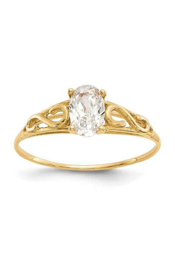 Fine Jewelry 14K Yellow Gold Madi K Synthetic White Spinel Ring for Women Size 5