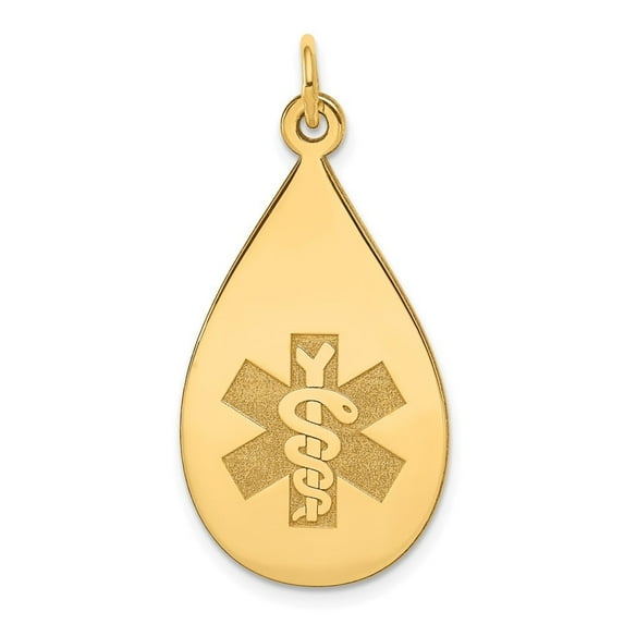 Auriga Fine Jewelry 14K Yellow Gold Medical Jewelry Unenameled Pendant for Women (L-34mm, W-16.1mm)