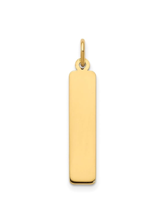 Fine Jewelry 14K Yellow Gold Medium Vertical Blank Bar Charm Pendant for Women (L-25.42mm, W-5.35mm)