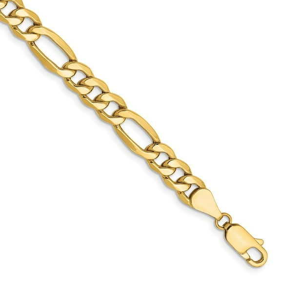 Auriga Fine Jewelry 14K Yellow Gold Men's 6.25mm Semi-Solid Figaro Chain Bracelet 7"