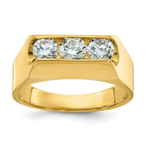 Auriga Fine Jewelry 14K Yellow Gold Men's Polished 3-Stone 1 Carat Diamond Ring