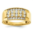 thumbnail image 1 of Auriga Fine Jewelry 14K Yellow Gold Men's Polished 4-Row 1 Carat Diamond Ring Size 10, 1 of 6
