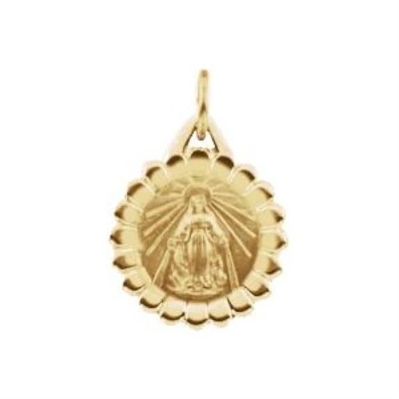 Auriga Fine Jewelry 14K Yellow Gold Miraculous Medal Pendant for Women (L- 17 mm)