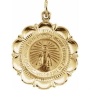 Auriga Fine Jewelry 14K Yellow Gold Miraculous Medal Pendant for Women L- 18 mm