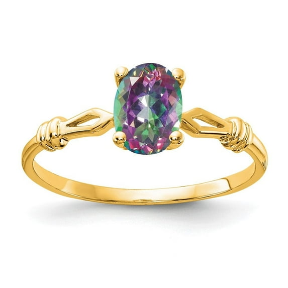 Auriga Fine Jewelry 14K Yellow Gold Mystic Fire Topaz Polished Ring for Women Size 6