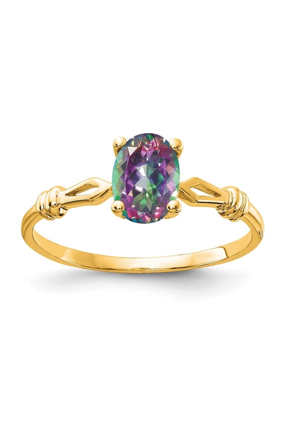 Fine Jewelry 14K Yellow Gold Mystic Fire Topaz Polished Ring for Women Size 6