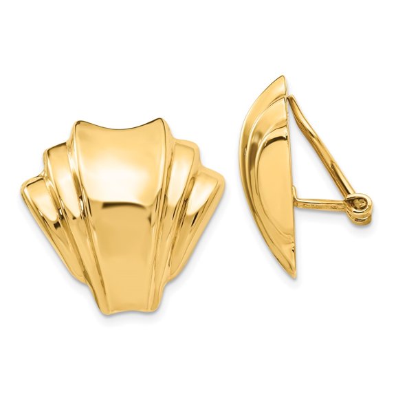Auriga Fine Jewelry 14K Yellow Gold Non-pierced Stud Earrings for Women(L- 21mm, W- 22mm)