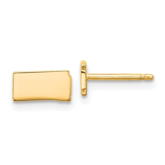 Auriga Fine Jewelry 14K Yellow Gold North Dakota State Push back Stud Earrings for Women