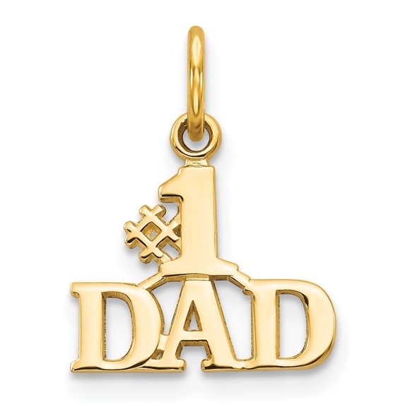Auriga Fine Jewelry 14K Yellow Gold Number 1 Dad Charm Pendant for Women (L- 17 mm, W- 13 mm)