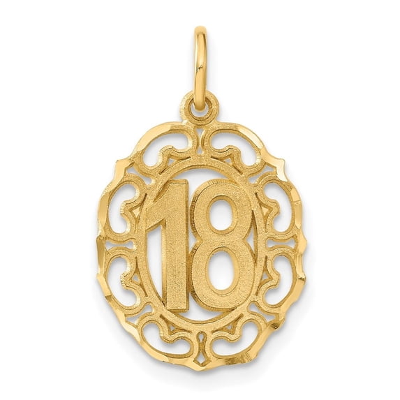 Auriga Fine Jewelry 14K Yellow Gold Number 18 Oval Pendant for Women (L-25 mm,W-14 mm)