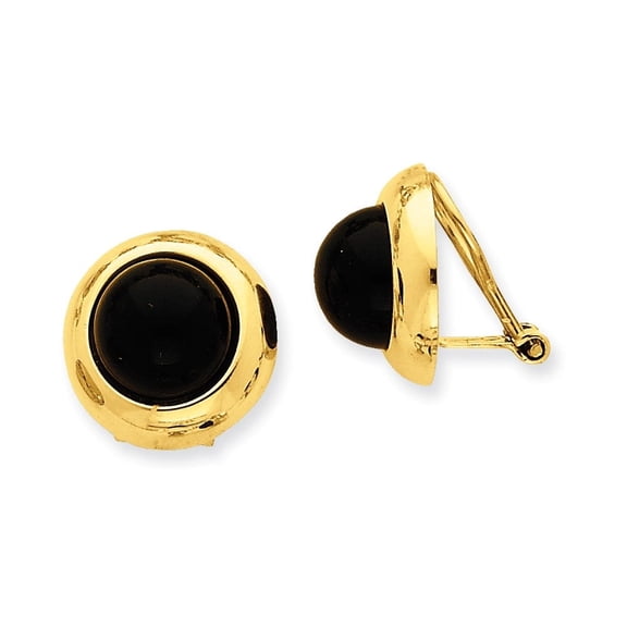 Auriga Fine Jewelry 14K Yellow Gold Onyx Non-pierced Stud Earrings for Women
