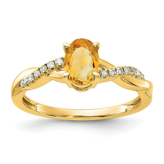 Auriga Fine Jewelry 14K Yellow Gold Oval Citrine and Diamond Ring for Women Size 7