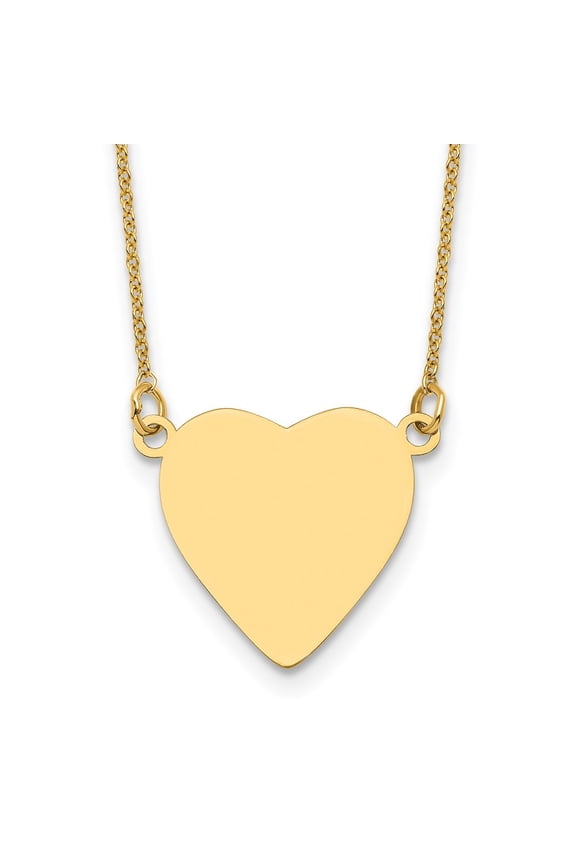 Fine Jewelry 14K Yellow Gold Plain .013 Gauge Heart Engravable Disc Necklace 18.75" for Women