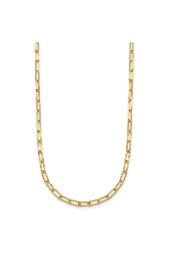 Fine Jewelry 14K Yellow Gold 2.5 mm Solid Paperclip Link Chain Necklace for Women 18"
