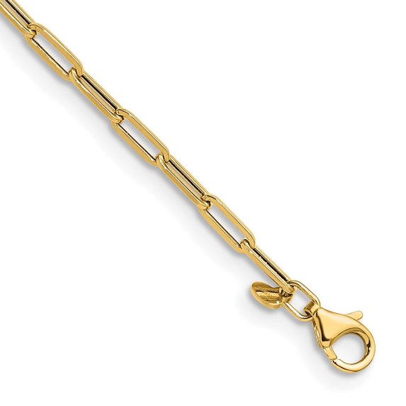 Auriga Fine Jewelry 14K Yellow Gold Polished 3.1 mm Paperclip Link Chain Necklace for Men 20"
