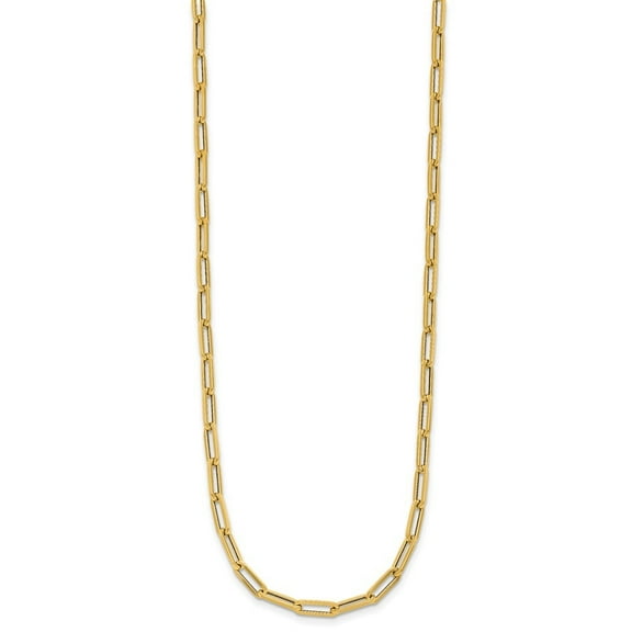 Auriga Fine Jewelry 14K Yellow Gold Polished 3.1 mm Paperclip Link Chain Necklace for Women 16"
