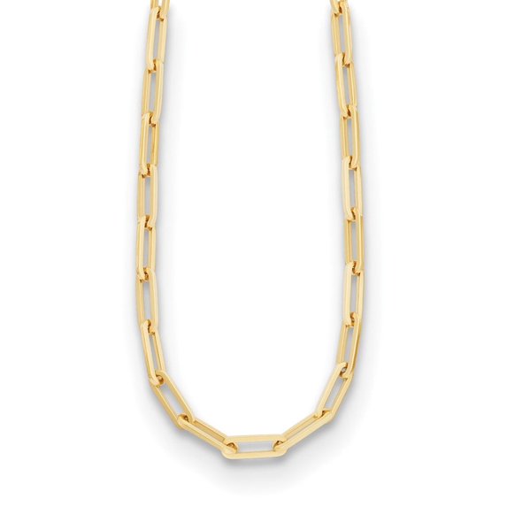 Auriga Fine Jewelry 14K Yellow Gold Polished 4.3 mm Solid Paperclip Link Necklace for Women 16"