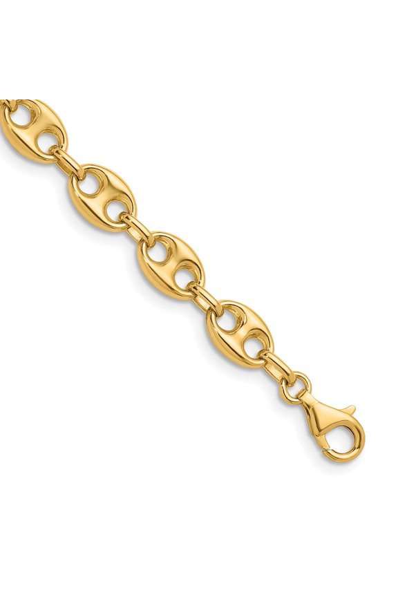 Fine Jewelry 14K Yellow Gold Polished 8.4 mm Anchor Link Chain Necklace for Women 18K"