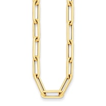 Auriga Fine Jewelry 14K Yellow Gold 8.4 mm Hollow Paperclip Link Chain Necklace for Women 18"