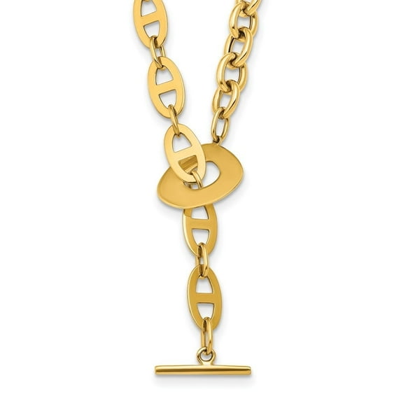 Auriga Fine Jewelry 14K Yellow Gold Polished Anchor / Cable Link Toggle Chain Necklace for Women 18"