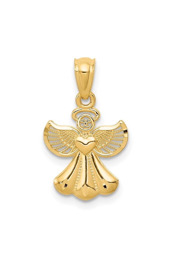 Fine Jewelry 14K Yellow Gold Polished Angel Pendant for Women (L - 20mm, W - 11mm)