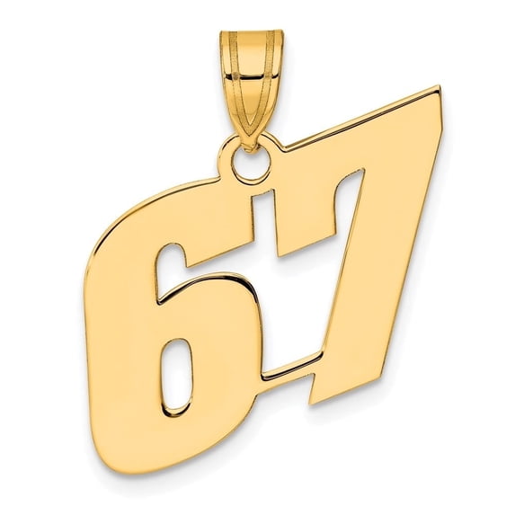 Auriga Fine Jewelry 14K Yellow Gold Polished Block Number 67 Pendant for Women
