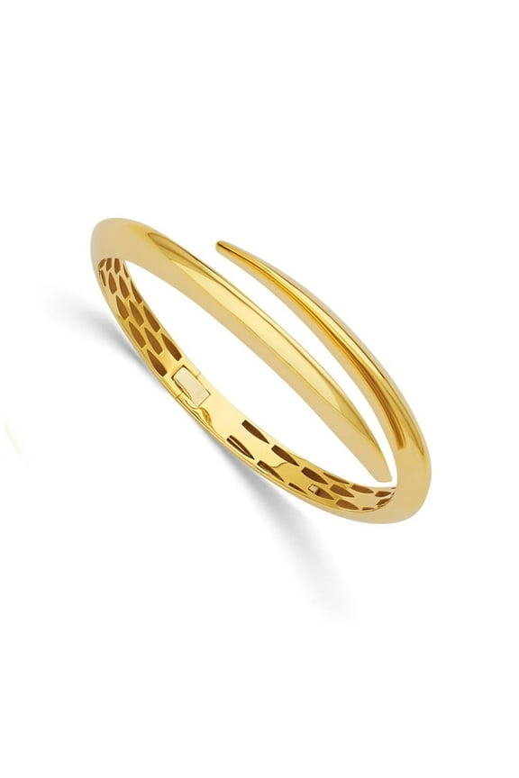 Fine Jewelry 14K Yellow Gold Polished Bypass Hinged Cuff Bangle for Women