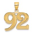 thumbnail image 1 of Auriga Fine Jewelry 14K Yellow Gold Polished Etched Number 92 Pendant for Women, 1 of 4