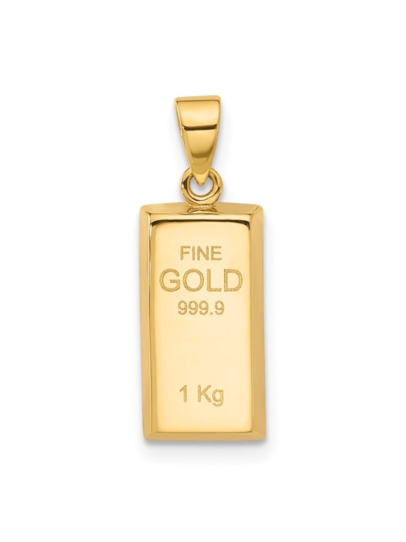 Fine Jewelry 14K Yellow Gold Polished Gold Bar Pendant for Women