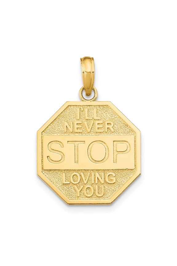 Fine Jewelry Mother's Day Gift 14K Yellow Gold I'LL NEVER STOP LOVING YOU Stop sign Pendant for Women