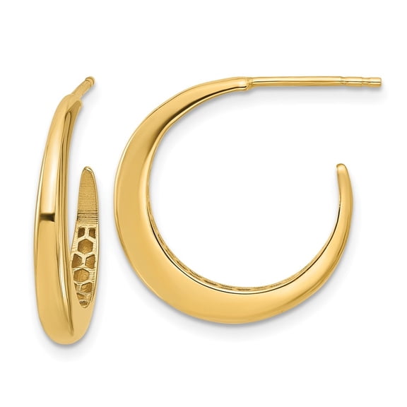 Auriga Fine Jewelry 14K Yellow Gold Polished J-Hoop Post Earrings for Women
