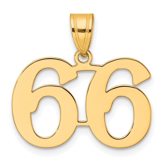 Auriga Fine Jewelry 14K Yellow Gold Polished Number 66 Pendant for Women