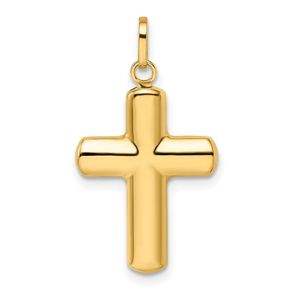 Auriga Fine Jewelry 14K Yellow Gold Polished Puffed Cross Pendant for Women (L - 25.65mm, W - 14.5mm)