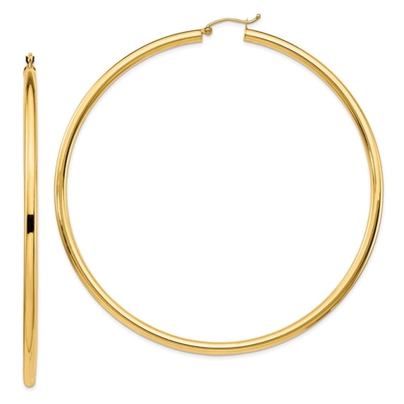 Auriga Fine Jewelry 14K Yellow Gold Polished Round Tube Hoop Earrings for Women (L -81mm, W -80mm)