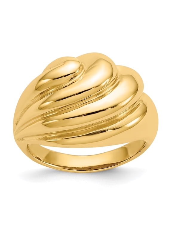 Fine Jewelry 14K Yellow Gold Polished Swirl Dome Ring for Women Size 5.5