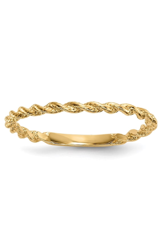 Fine Jewelry 14K Yellow Gold Polished Twisted Rope Ring for Women Size 7