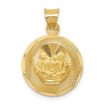 thumbnail image 1 of Auriga Fine Jewelry 14K Yellow Gold Polished and D/C Baptism Circle Pendant for Women, 1 of 6