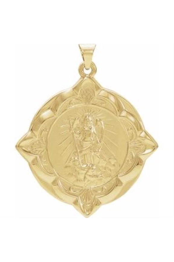 Fine Jewelry 14K Yellow Gold Raphael Medal Pendant for Women (L- 39 mm)