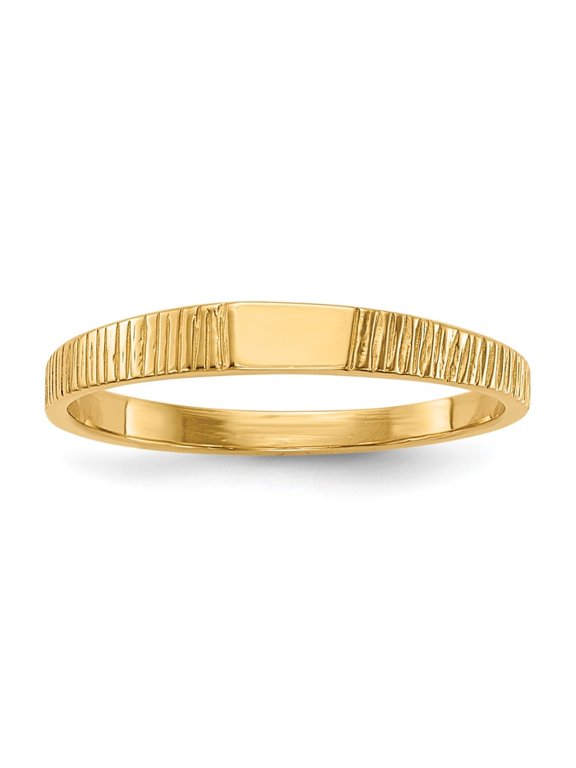 Fine Jewelry 14K Yellow Gold and Ridged Ring Size 2