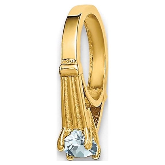 Auriga Fine Jewelry 14K Yellow Gold Ring with Light Blue Cubic Zirconia Charm Pendant for Women (W- 6.6mm)