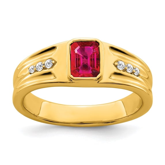 Auriga Fine Jewelry 14K Yellow Gold Ruby and Men's Diamond Ring Size 10