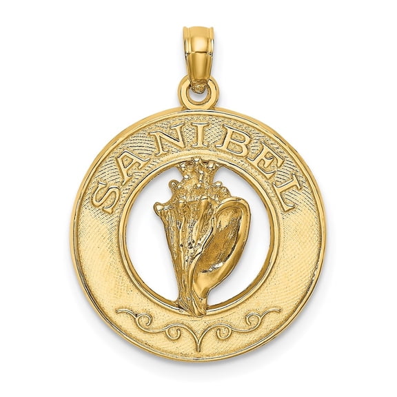 Auriga Fine Jewelry 14K Yellow Gold SANIBEL w/Conch Shell Circle Charm for Women (L - 24.4 mm, W - 19.2 mm)