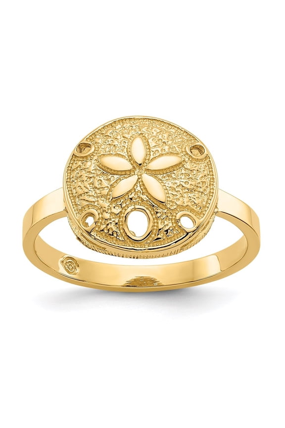 Fine Jewelry 14K Yellow Gold Sand Dollar Ring for Women Size 7