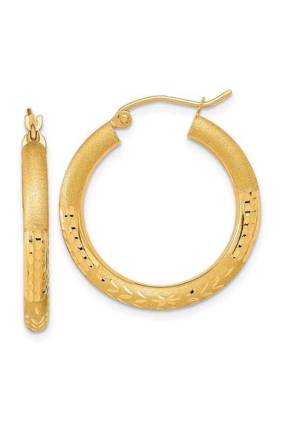 Fine Jewelry 14K Yellow Gold Satin Hoop Earrings for Women