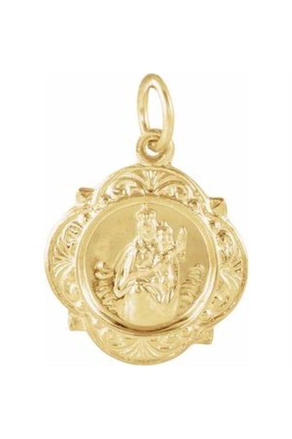 Fine Jewelry 14K Yellow Gold Scapular Medal Pendant for Women (L- 15 mm, W- 12 mm)