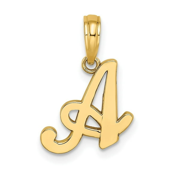 Auriga Fine Jewelry 14K Yellow Gold Script Letter A Initial Pendant for Women (L- 16.4 mm, W- 12.67 mm)